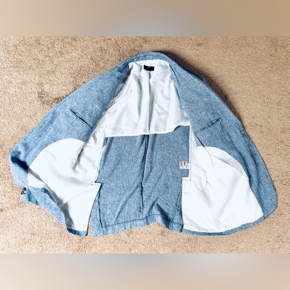 Club Room Mens 100% Linen Blazer SIZE XXL (48 - 50) NEW Chambray Blue Linen - Picture 10 of 12